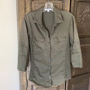 James Perse Military Green Cotton Blouse,James Perse SZ 4